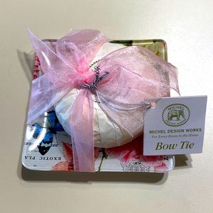 Glass Soap Dish & Peony Soap Set, Made In England